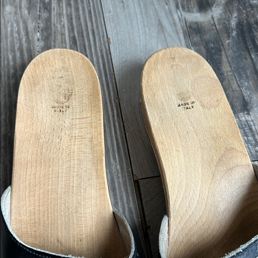Vtg Dr Scholl's Black Wood Original Italy 8/8.5 - Picture 3 of 5